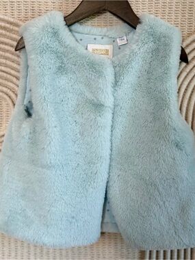 Girls' Light Blue Faux Fur Vest